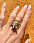 Retro Lapis Cascading Waves Ring