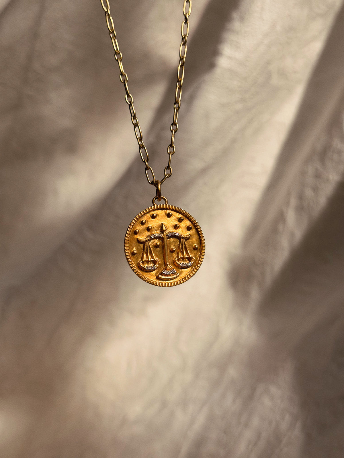 I'M A LIBRA, OF COURSE JUSTICE MATTERS TO ME // GOLD AND DIAMOND LIBRA ZODIAC PENDANT
