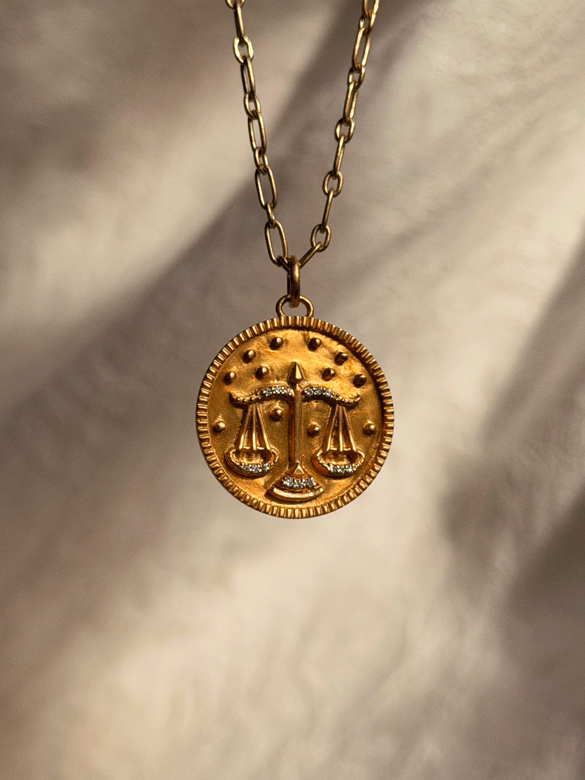 I'M A LIBRA, OF COURSE JUSTICE MATTERS TO ME // GOLD AND DIAMOND LIBRA ZODIAC PENDANT