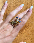 Retro Lapis Cascading Waves Ring