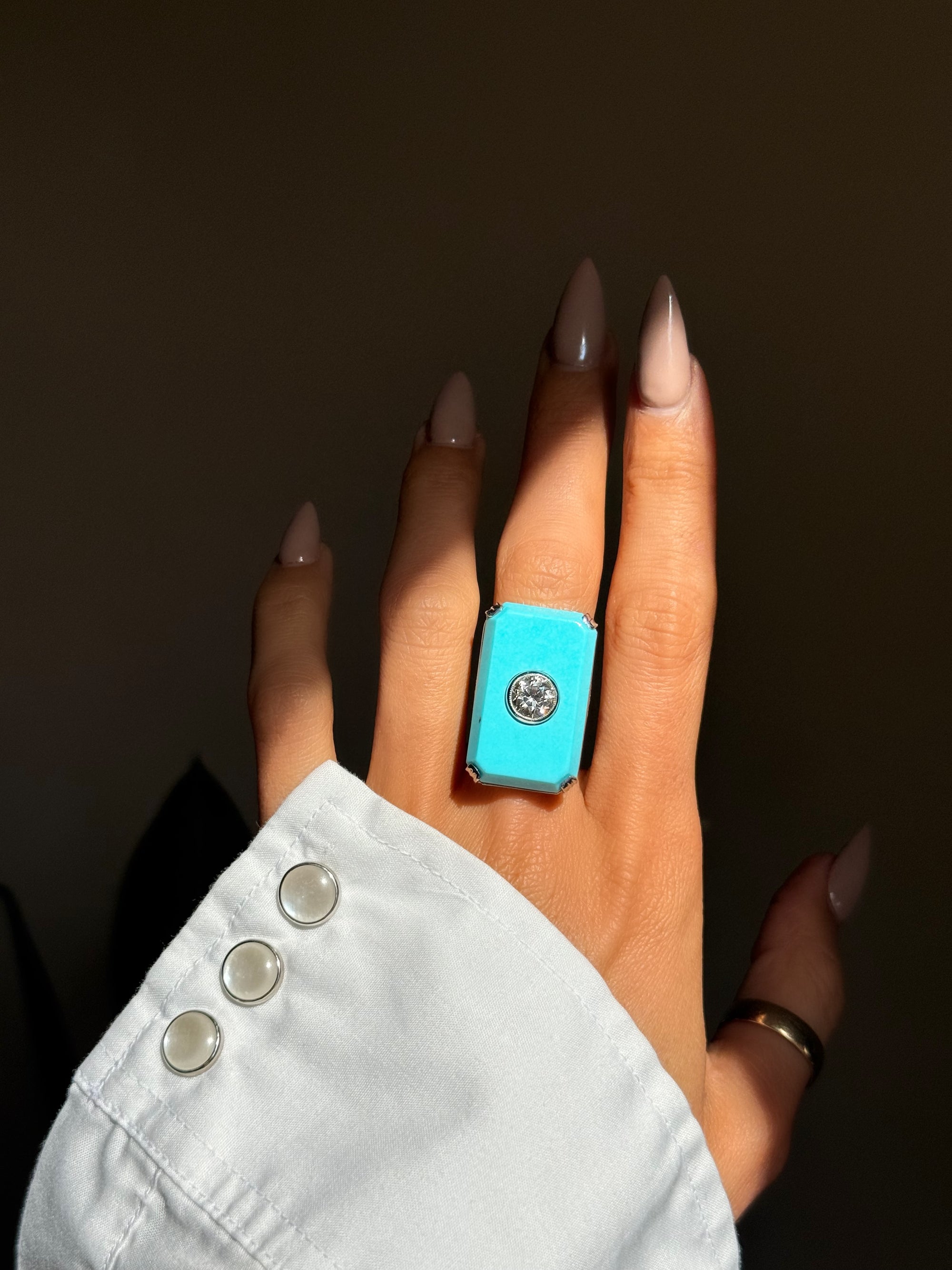 THESE SKIES, THEY CRACK YOU WIDE OPEN // DIAMOND AND TURQUOISE RING