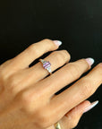 Purple Sapphire Three Stone Ring