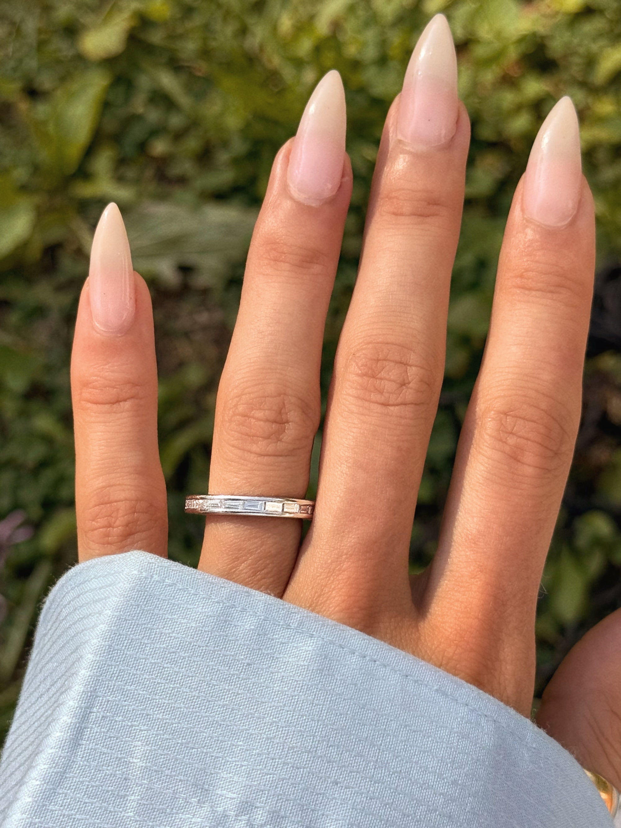 I HAVE TO SEE A MAN NAMED JACOB ABOUT A BAGUETTE // ESTATE DIAMOND ETERNITY BAND JACOB &amp; CO SZ 6