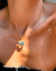 THE WATER ROLLED AND SWELLED AND SPARKLED RIGHT THERE UNDER OUR FEET AND IT FELT LIKE THE GATES OF HEAVEN // BRIGHT AQUAMARINE NECKLACE IN 18K GOLD