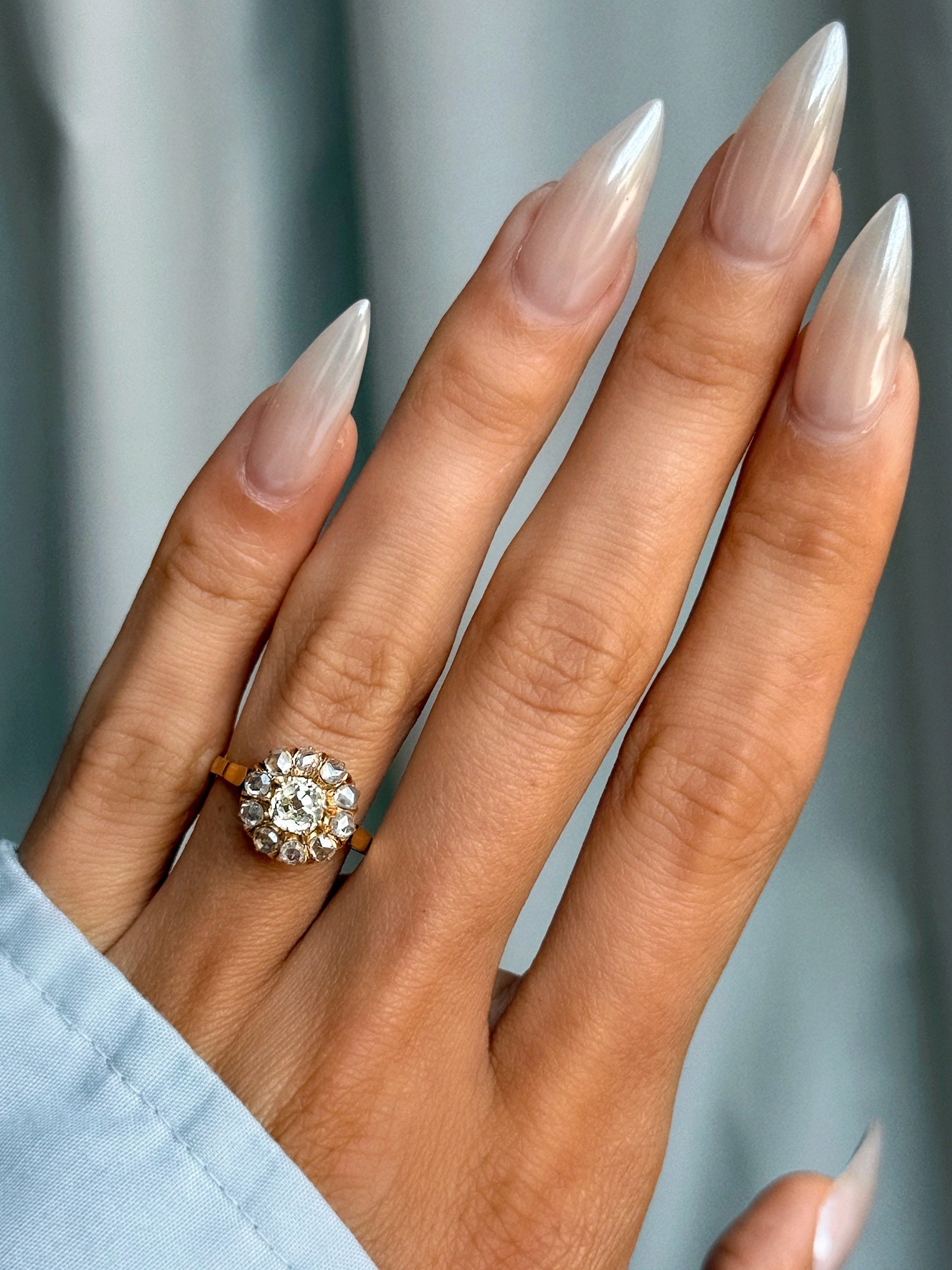 YOU ARE MY SUNSHINE // VICTORIAN ANTIQUE OLD MINE CUT DIAMOND HALO ENGAGEMENT RING
