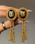 DANCE, DANCE NO MATTER WHAT BECAUSE THE MUSIC IS ALREADY INSIDE OF YOU // VINTAGE LAPIS LYRE AND TASSEL EARRINGS