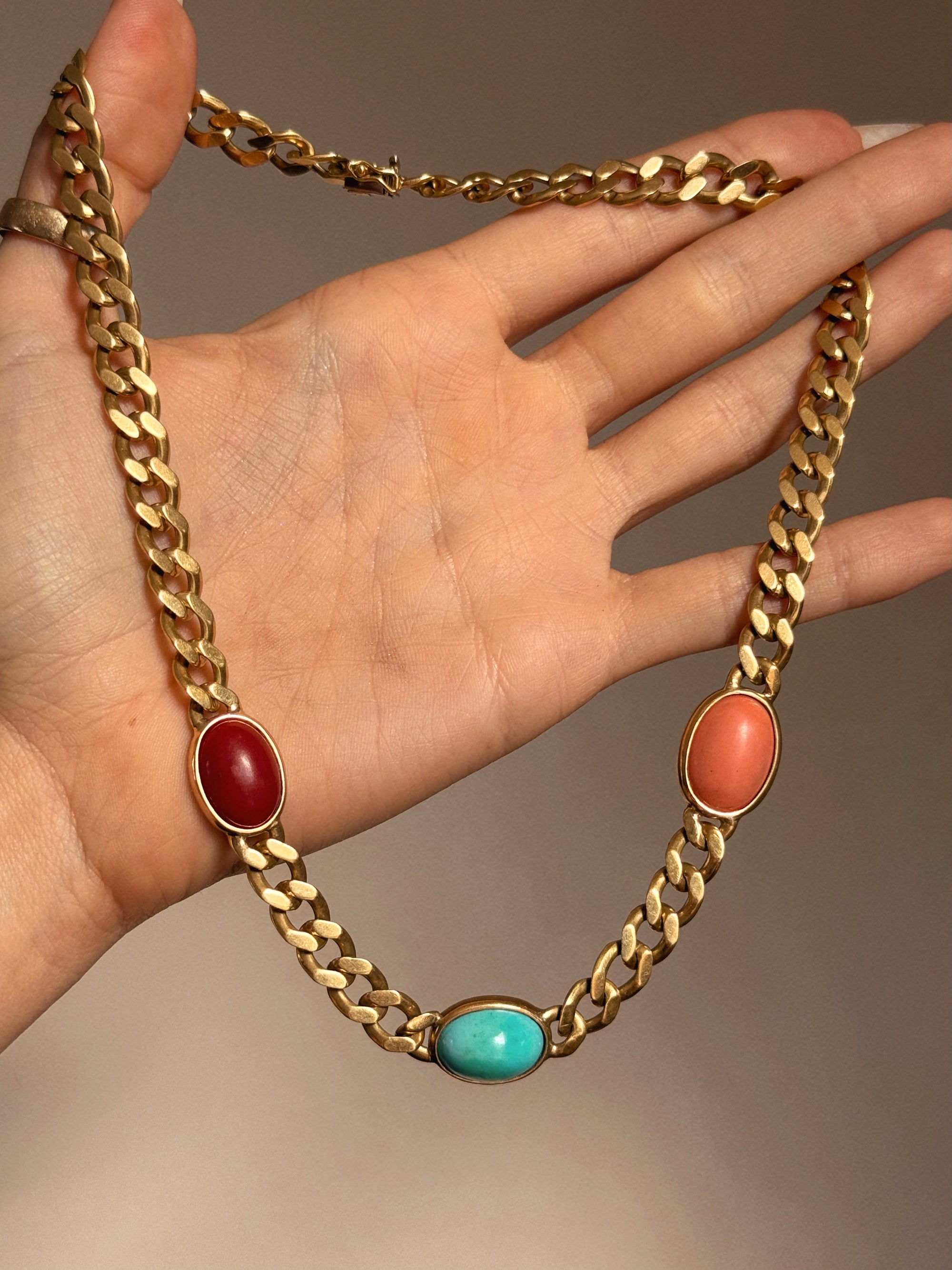 I AM THE DAUGHTER OF RED CLAY, OF THE PINK SUNSET AND OF THE ENDLESS BLUE SKY // VINTAGE STONE CUBAN LINK CHAIN