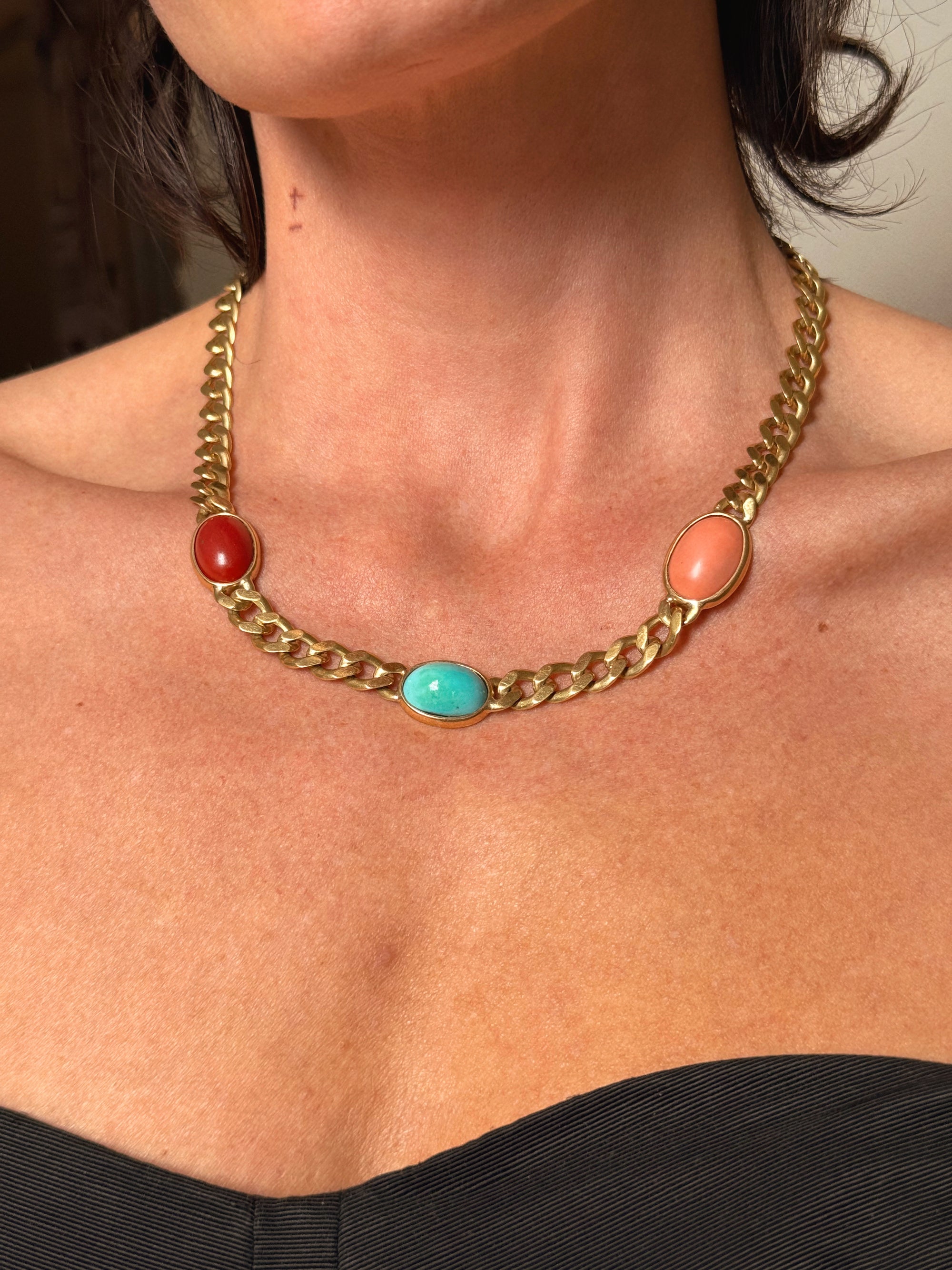 I AM THE DAUGHTER OF RED CLAY, OF THE PINK SUNSET AND OF THE ENDLESS BLUE SKY // VINTAGE STONE CUBAN LINK CHAIN