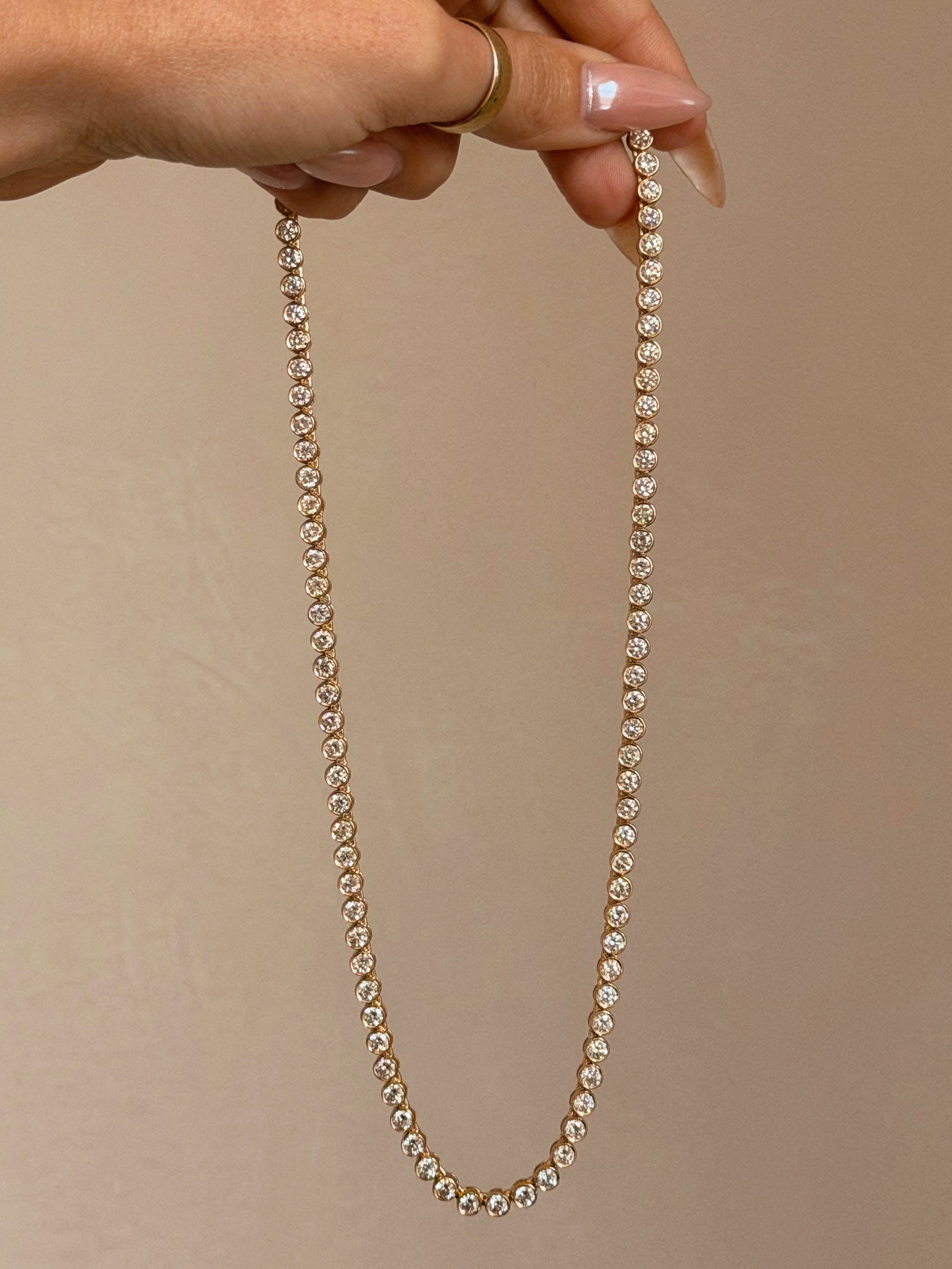 YOU MAKE ME WANT TO TAKE MY TIME, MY SWEET TIME // 18in BEZEL SET TENNIS NECKLACE