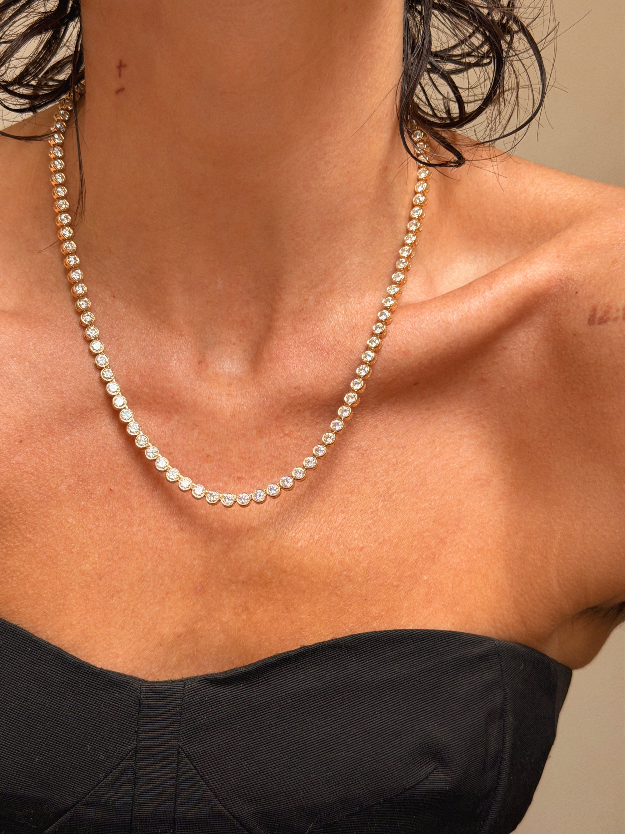 YOU MAKE ME WANT TO TAKE MY TIME, MY SWEET TIME // 18in BEZEL SET TENNIS NECKLACE