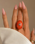 OF SECRETS KEPT SAFE AND SACRED LIKE DEEP SEA TREASURE // ANTIQUE CORAL AND DIAMOND SET RING
