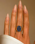 I CARRY STRENGTH AND VIGILANCE AND WITH IT I MOVE MOUNTAINS // LAPIS INTAGLIO TIFFANY & CO SIGNET