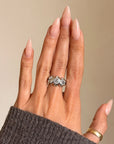 OF PAST, PRESENT, FUTURE AND LOVING WITH THE FULLNESS OF THE MOON // VINTAGE THREE STONE RING