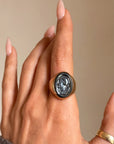 THAT ONE, OF TALL DARK AND HANDSOME // HEMATITE ROMAN SOLDIER SIGNET RING