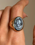 THAT ONE, OF TALL DARK AND HANDSOME // HEMATITE ROMAN SOLDIER SIGNET RING