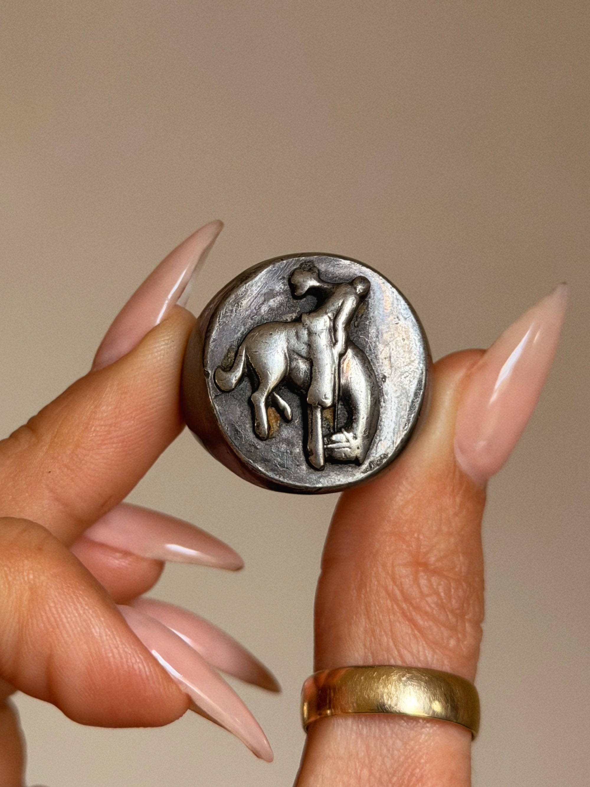 IF YOU THINK YOU CAN STAY ON THIS RIDE THEN BABY, YOU BETTER SADDLE UP // VINTAGE COWBOY BRONCO RING