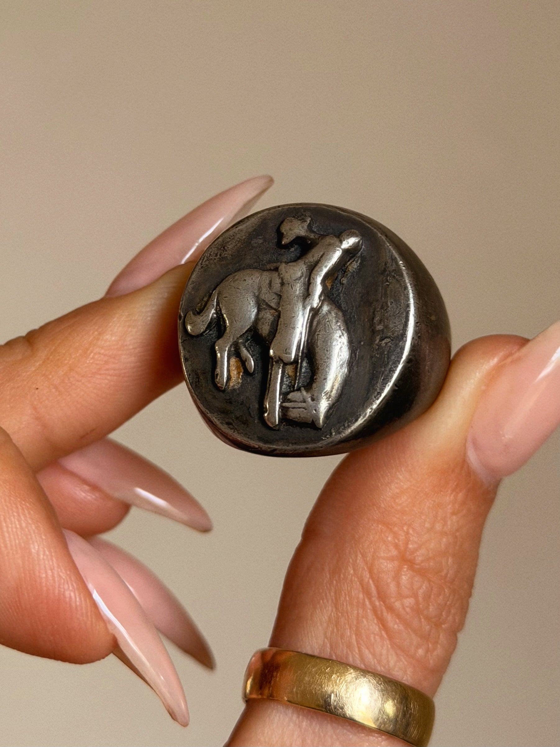 IF YOU THINK YOU CAN STAY ON THIS RIDE THEN BABY, YOU BETTER SADDLE UP // VINTAGE COWBOY BRONCO RING