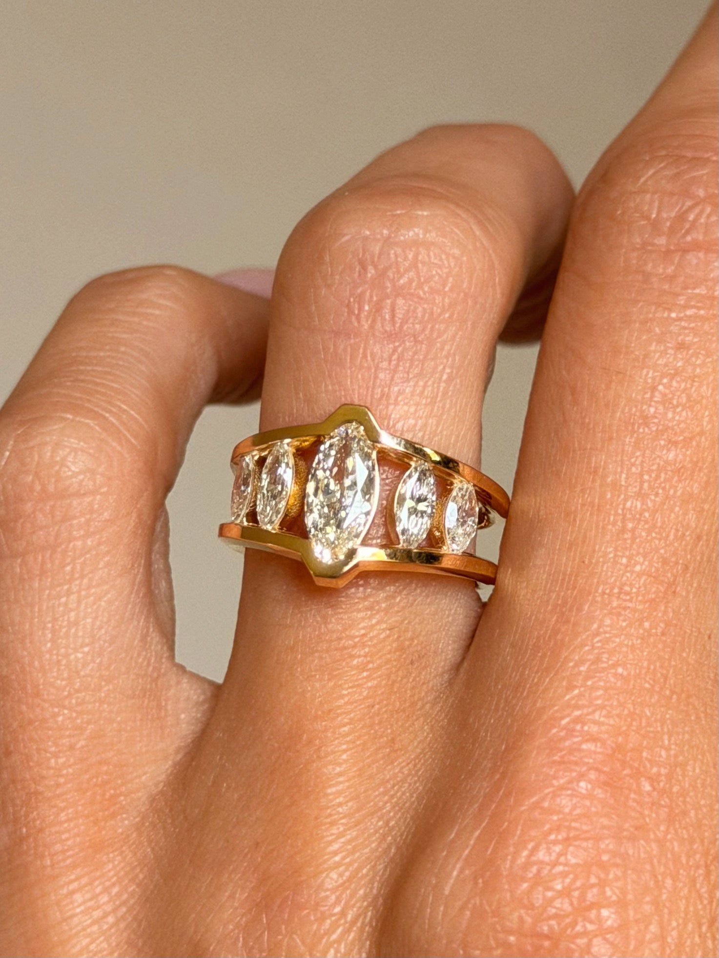 I WANT TO BUILD A CATHEDRAL OF YOU // MARQUISE AND MOVAL FIVE STONE ENGAGEMENT RING