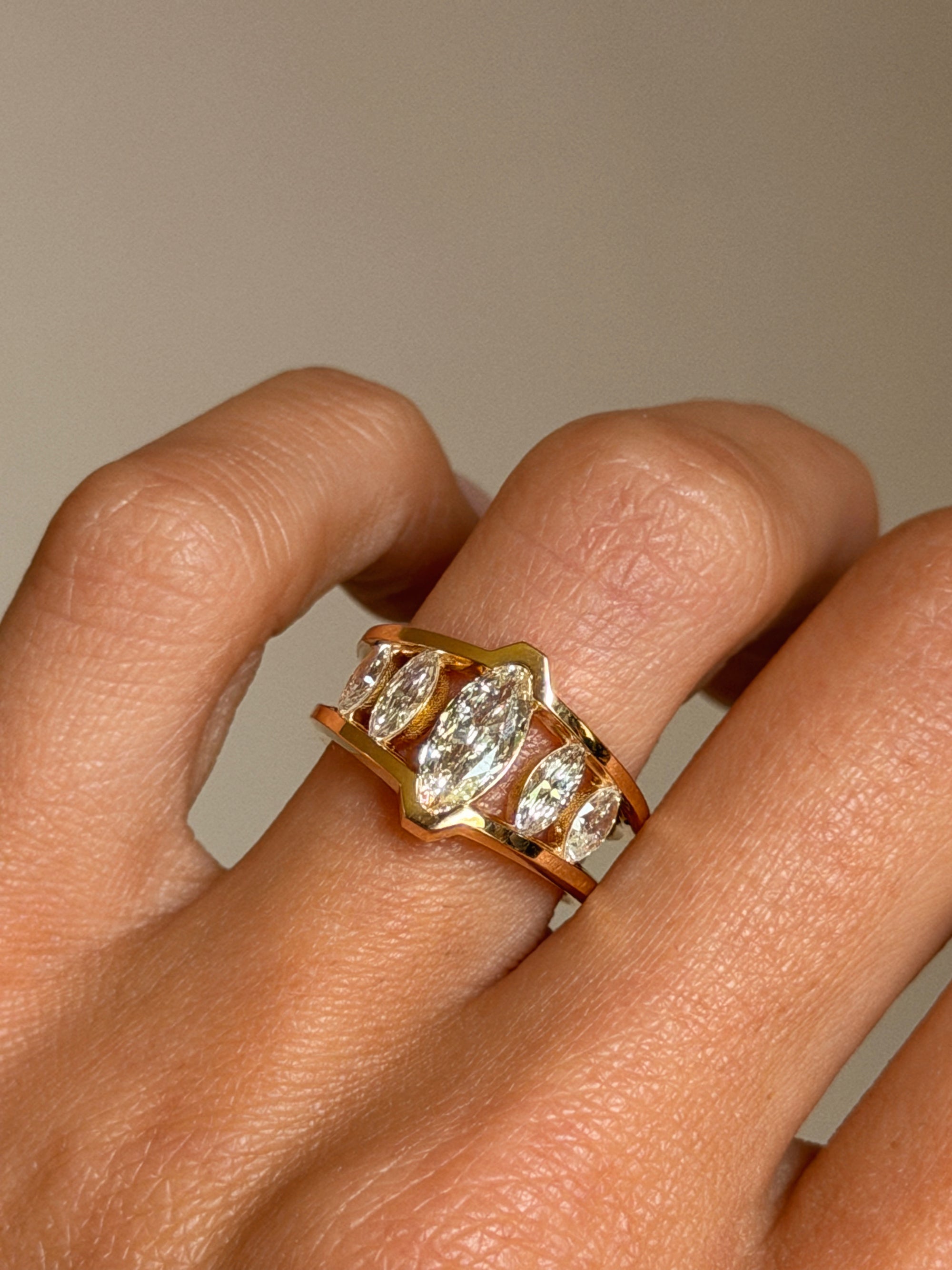 I WANT TO BUILD A CATHEDRAL OF YOU // MARQUISE AND MOVAL FIVE STONE ENGAGEMENT RING