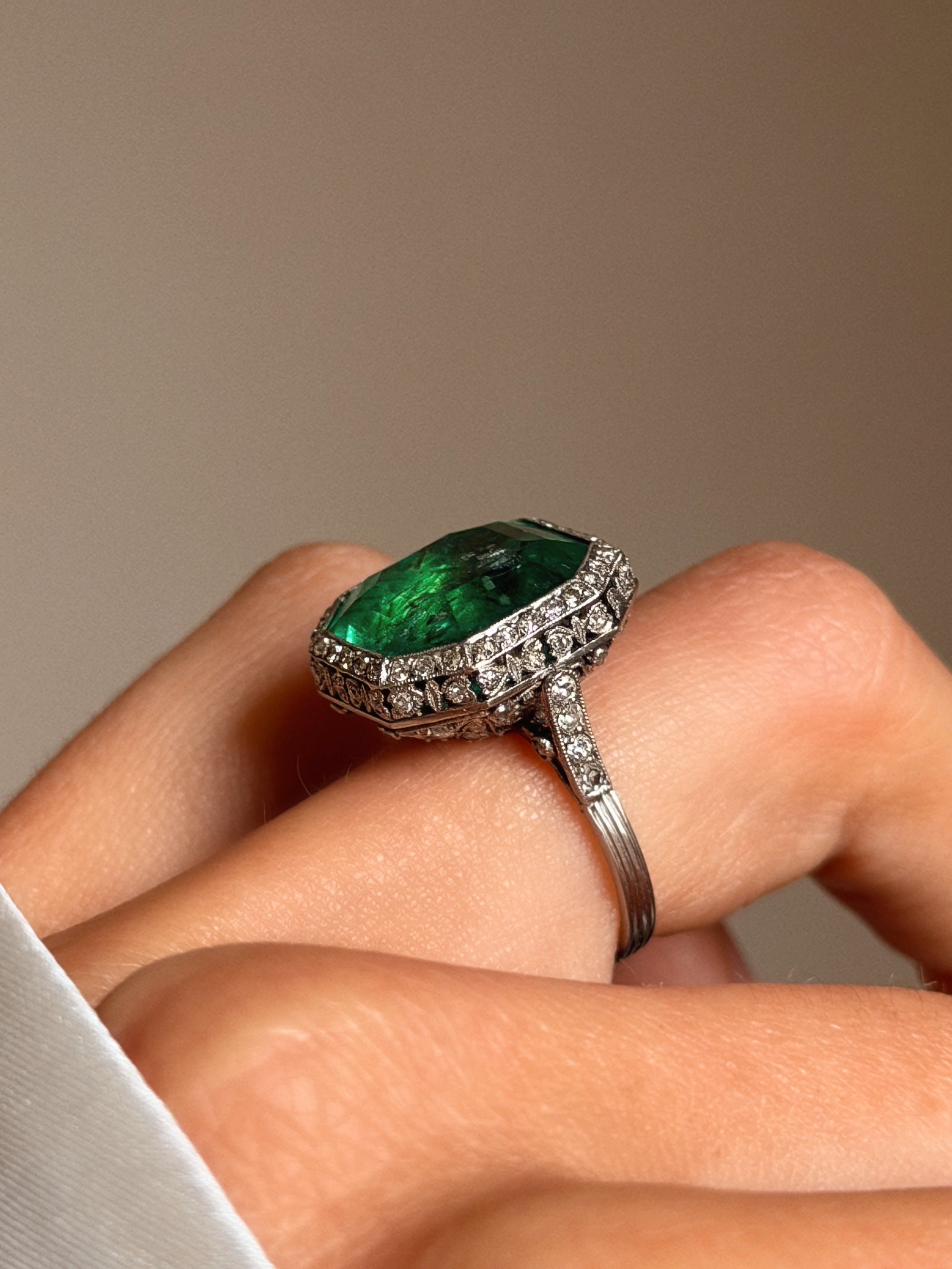 A LIFE, A BEAUTIFUL LIFE IS MINE FOR THE HAVING // SPECTACULAR ORIGINAL BELLE ÉPOQUE ERA EMERALD AND DIAMOND RING