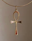 I ALREADY HAVE THE KEY TO LIFE, RUNNING RIGHT THROUGH MY VEINS // LARGE VINTAGE ITALIAN GOLD ANKH PENDANT WITH RED ENAMEL