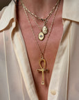 I ALREADY HAVE THE KEY TO LIFE, RUNNING RIGHT THROUGH MY VEINS // LARGE VINTAGE ITALIAN GOLD ANKH PENDANT WITH RED ENAMEL