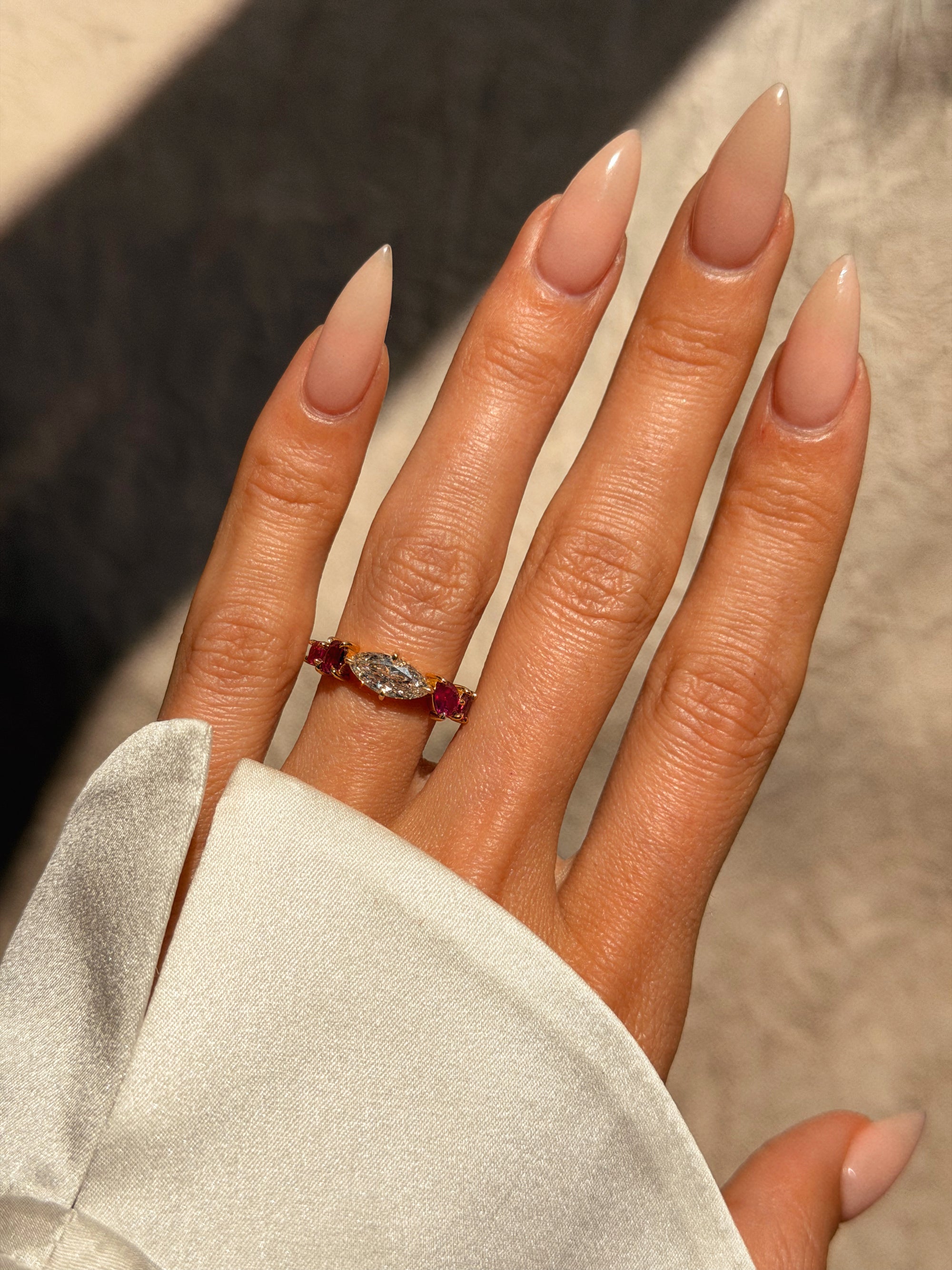 HERE I AM, WITH ALL THE BROKEN PIECES OF MY HEART AND ASKING IF YOU CAN SEE ME AS WHOLE // UNHEATED RUBY AND ANTIQUE MOVAL DIAMOND RING