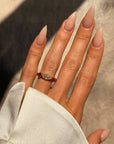 HERE I AM, WITH ALL THE BROKEN PIECES OF MY HEART AND ASKING IF YOU CAN SEE ME AS WHOLE // UNHEATED RUBY AND ANTIQUE MOVAL DIAMOND RING