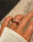 HERE I AM, WITH ALL THE BROKEN PIECES OF MY HEART AND ASKING IF YOU CAN SEE ME AS WHOLE // UNHEATED RUBY AND ANTIQUE MOVAL DIAMOND RING
