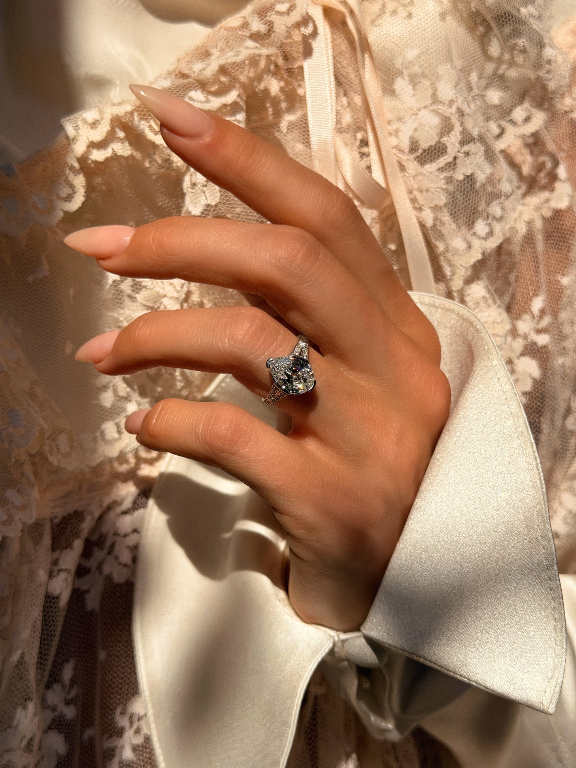 IT WAS PURE AND LOVELY AND ROMANTIC AND NOTHING ELSE IN THE WORLD MATTERED // ORIGINAL ART DECO TIFFANY &amp; CO PLATINUM DIAMOND ENGAGEMENT RING