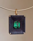 I CRACKED OPEN YOUR CHEST TO FIND YOUR BLEEDING HEART BUT FOUND A TREASURE OF THE MOST BRILLIANTLY GLOWING GEMS INSTEAD // 3.26CT EMERALD AND EBONY WOOD PENDANT