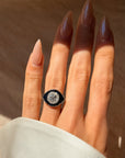 I AM PROTECTED, I AM WORTHY AND DIVINELY LOVED IN MY DARK AND MY LIGHT // ART DECO ONYX AND DIAMOND EVIL EYE RING