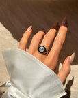 I AM PROTECTED, I AM WORTHY AND DIVINELY LOVED IN MY DARK AND MY LIGHT // ART DECO ONYX AND DIAMOND EVIL EYE RING