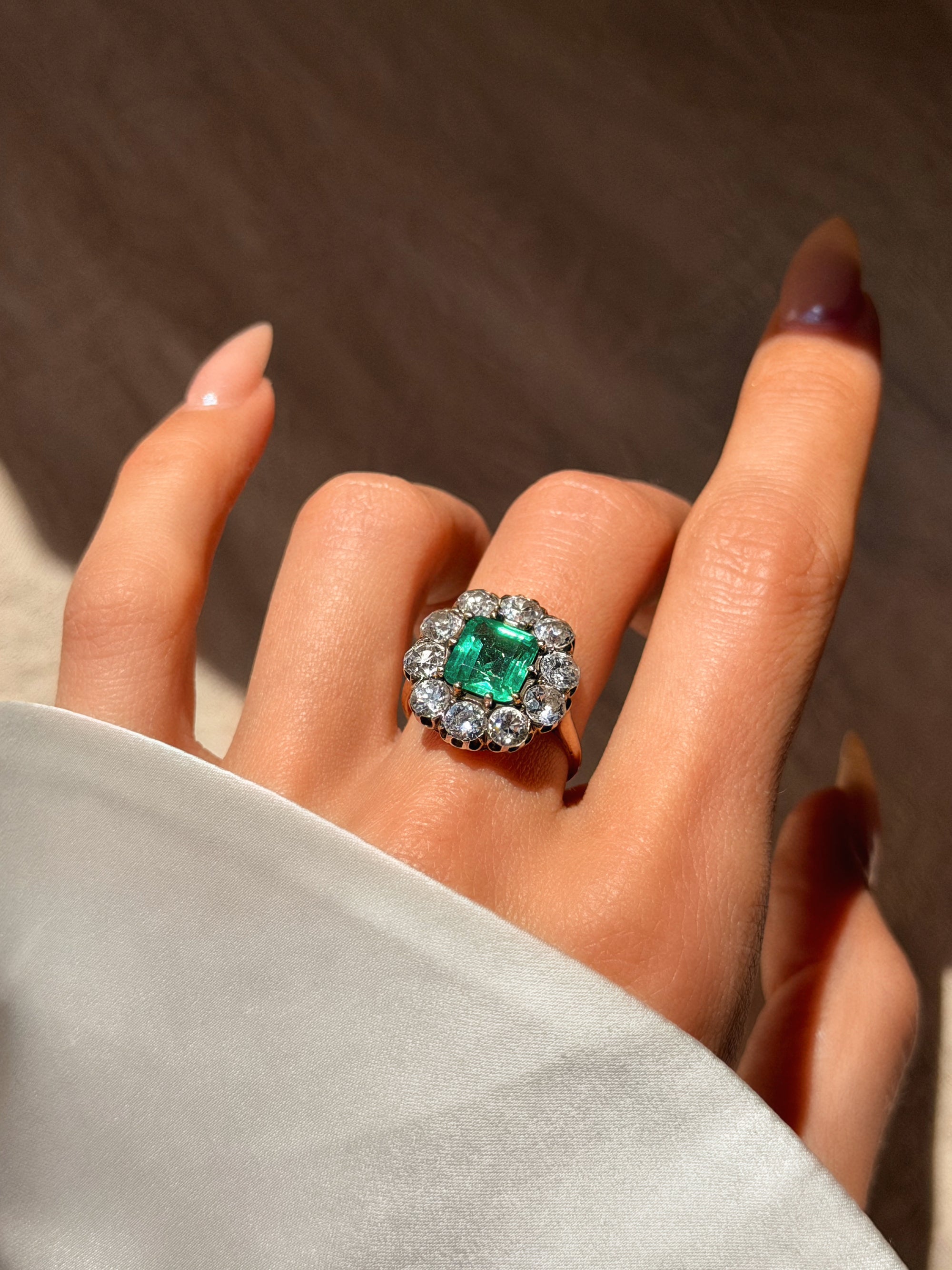 THERE WAS NEVER A SHADOW OF A DOUBT HOW POWERFUL I FELT IN THAT MOMENT // VICTORIAN EMERALD CLUSTER RING
