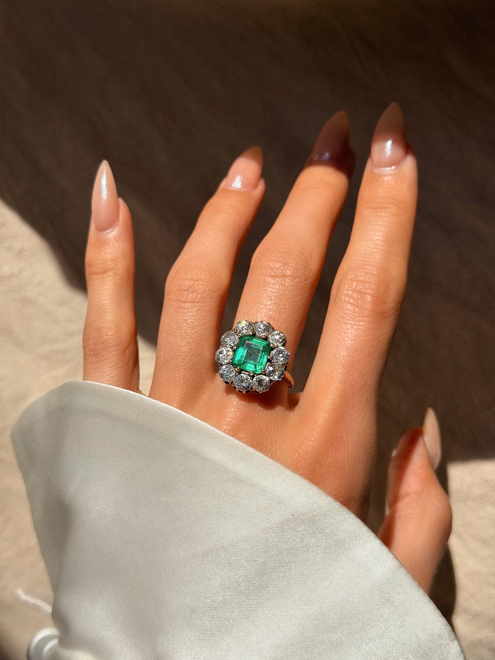 THERE WAS NEVER A SHADOW OF A DOUBT HOW POWERFUL I FELT IN THAT MOMENT // VICTORIAN EMERALD CLUSTER RING