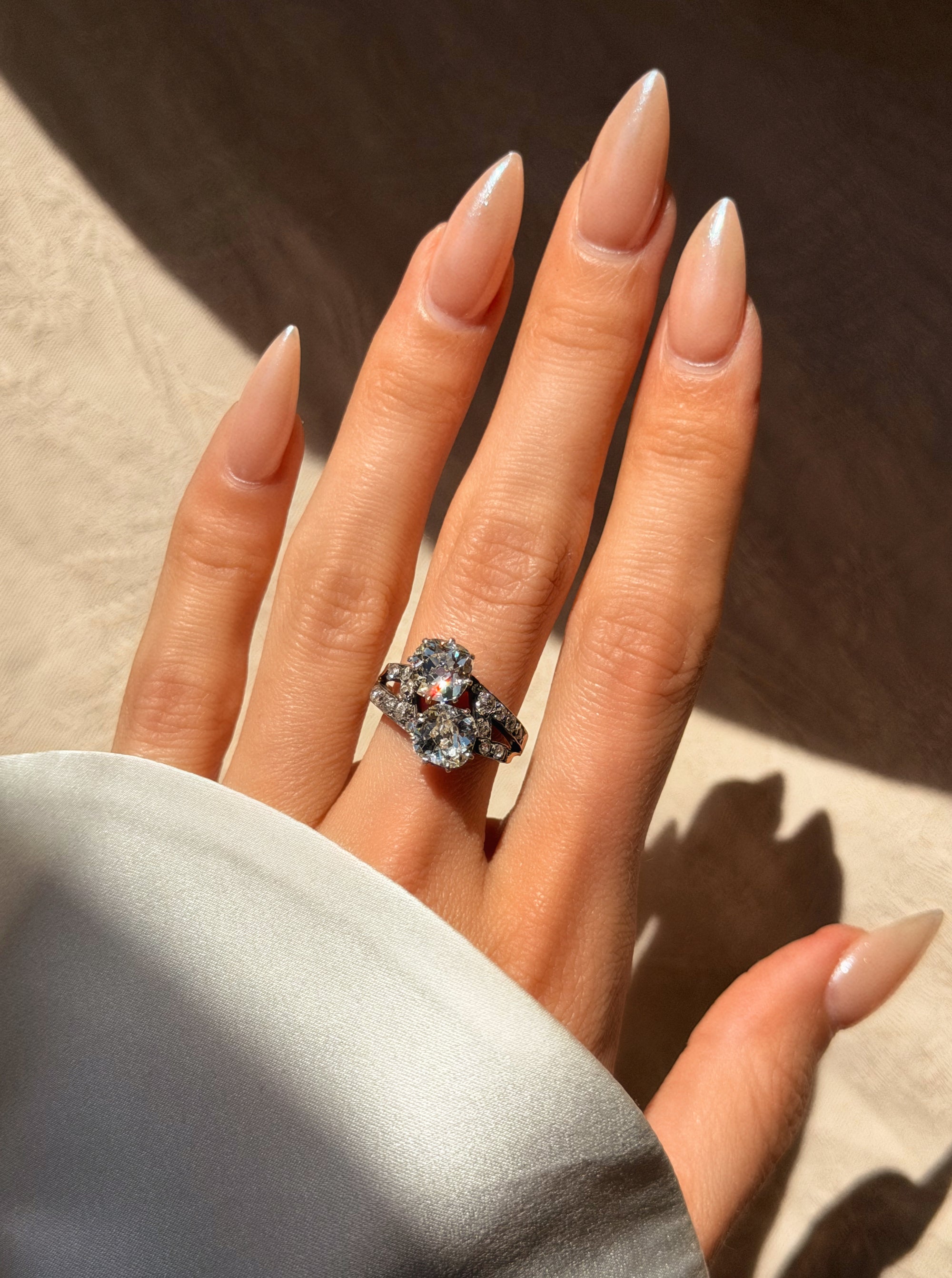 OF STAR CROSSED LOVERS AND THE WAY I NEED YOU // BEAUTIFUL VICTORIAN OLD MINE CUT DIAMOND BYPASS TOI ET MOI ENGAGEMENT RING