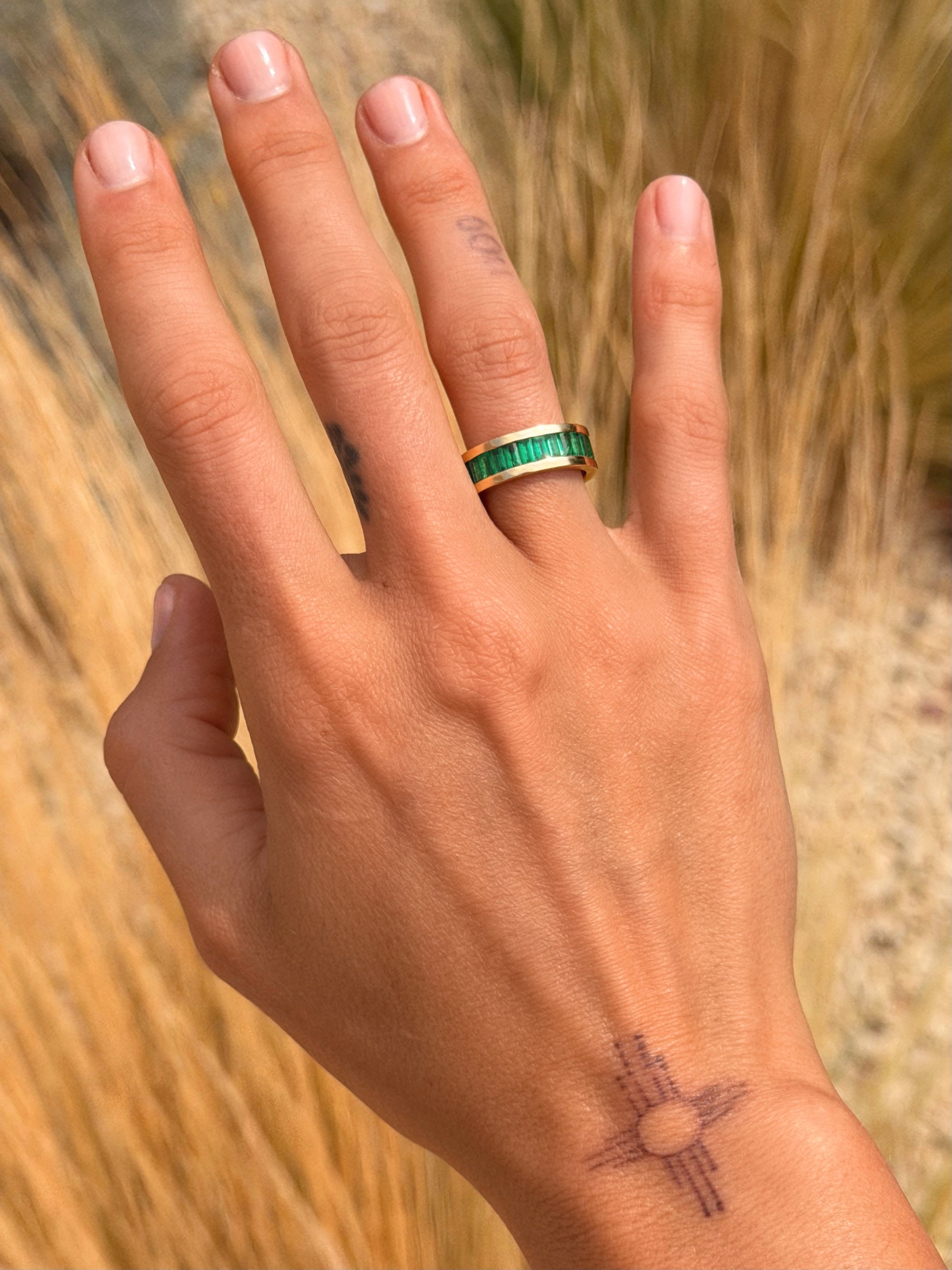 I PAY YOUR GRASS NO MIND, MINE IS SO LUSH AND GREEN UNDERFOOT // EMERALD BAGUETTE STACKING BAND