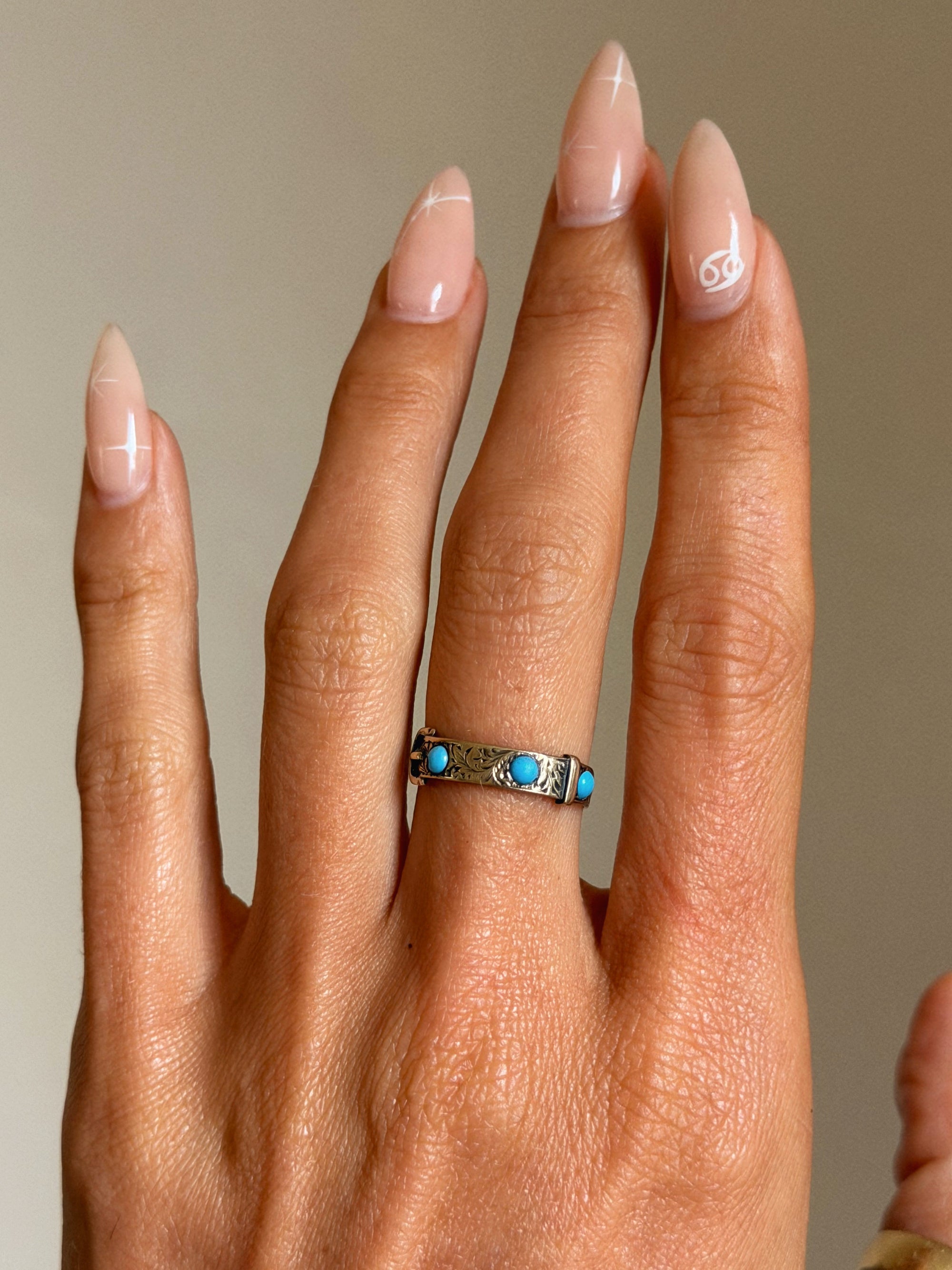 1863 WAS A TERRIBLE YEAR FOR TIGHTROPE WALKING BUT THE UNDERGROUND RAILROAD WAS THRIVING // VICTORIAN ENGRAVED TURQUOISE CABOCHON BUCKLE BAND