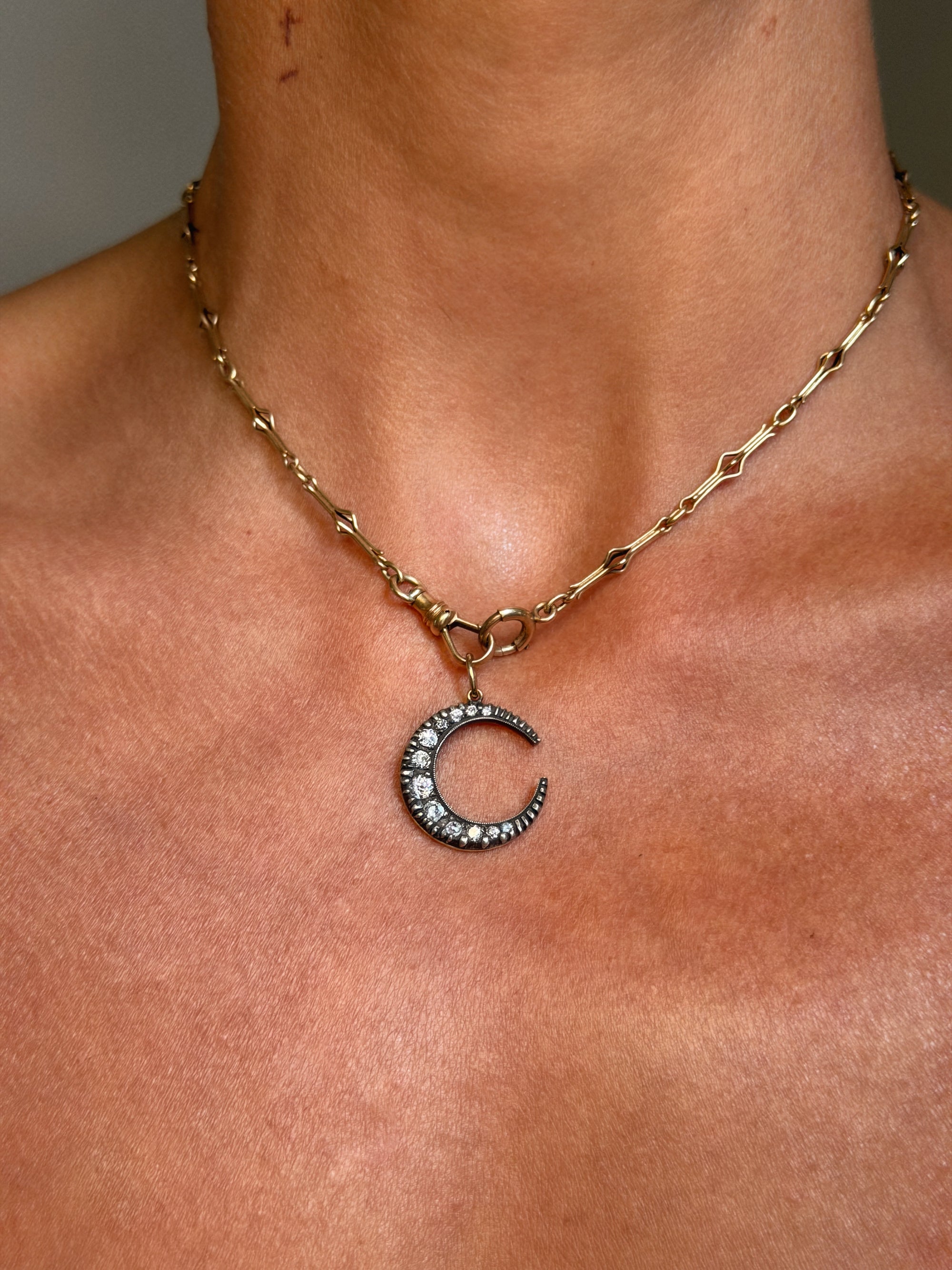 I'M JUST HANGING ON YOUR EVERY WORD // VINTAGE OLD MINE CUT DIAMOND CRESCENT MOON