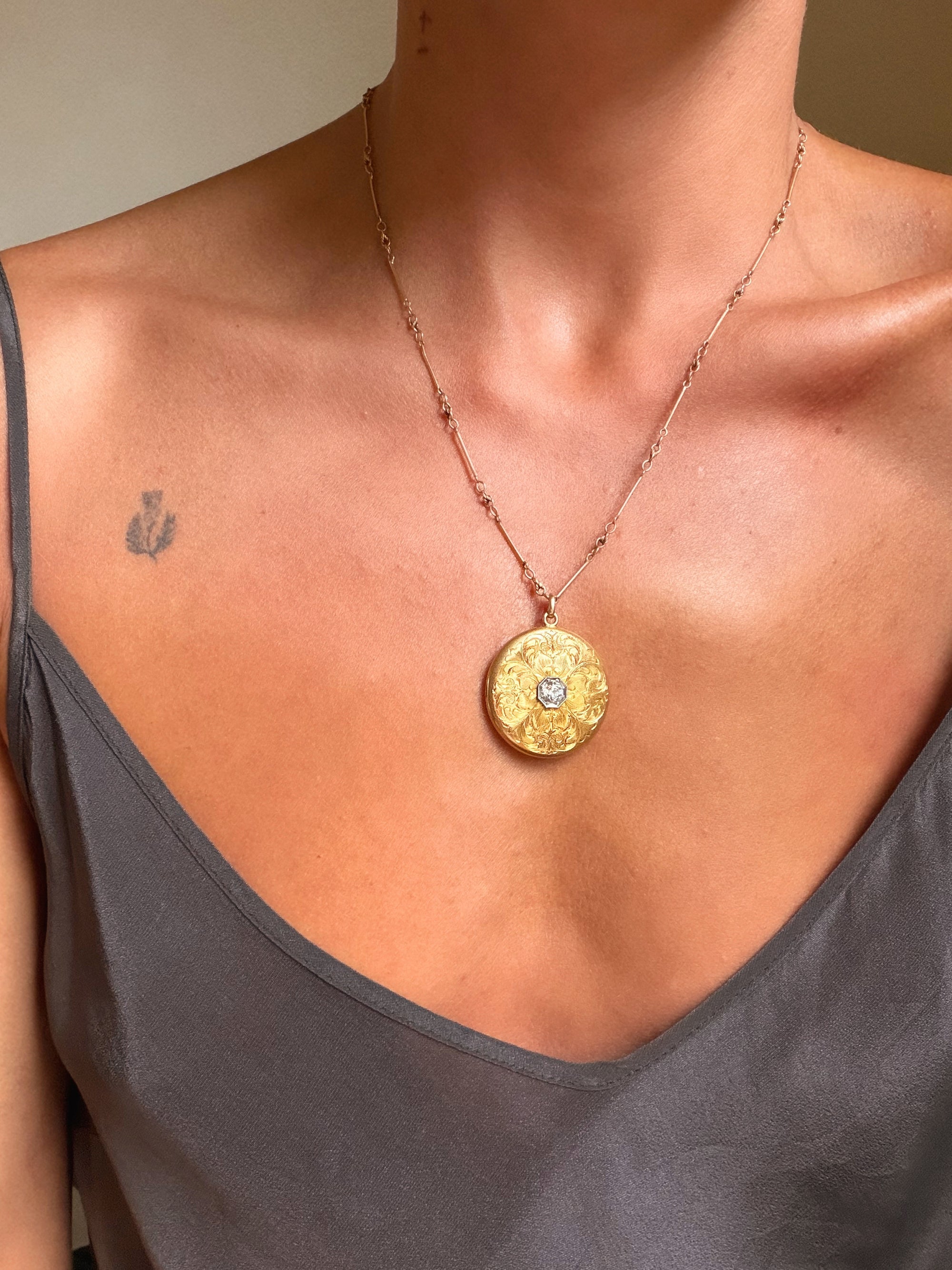 IT WAS THE NIGHT BEFORE CHRISTMAS AND I JUST LOVED YOU, SO MUCH // 1939 HAND ENGRAVED DIAMOND LOCKET