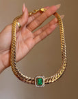 TAKE MY BREATH AWAY // INCREDIBLE BOLD 80'S EMERALD AND DIAMOND COLLAR NECKLACE