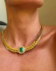 TAKE MY BREATH AWAY // INCREDIBLE BOLD 80'S EMERALD AND DIAMOND COLLAR NECKLACE