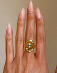 OF SPINNING SOFTLY THROUGH THE MOUNTAINS AND THE VALLEYS // VINTAGE EMERALD AND DIAMOND RING