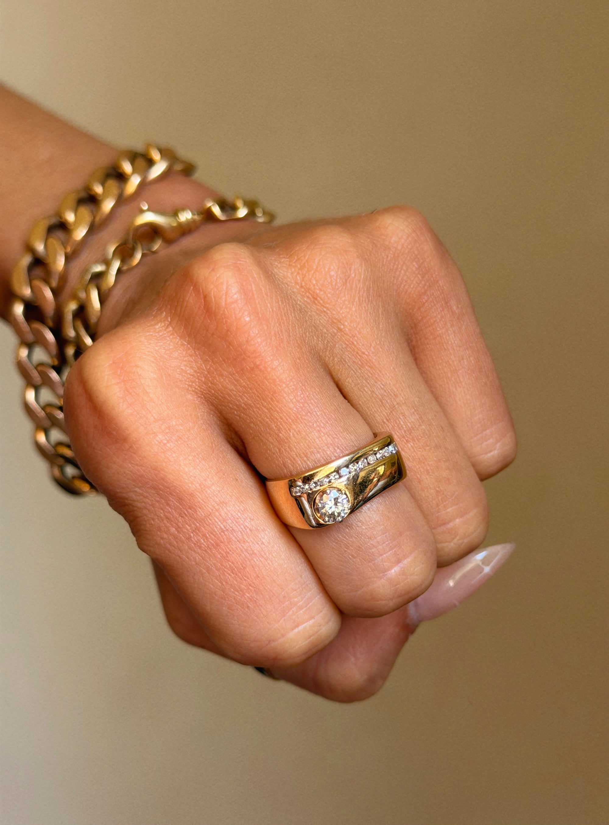 I JUST WANT TO WATCH EVERY SUN SET AND MOON RISE OVER THE MOUNTAINS WITH YOU // VINTAGE GOLD AND DIAMOND BAND