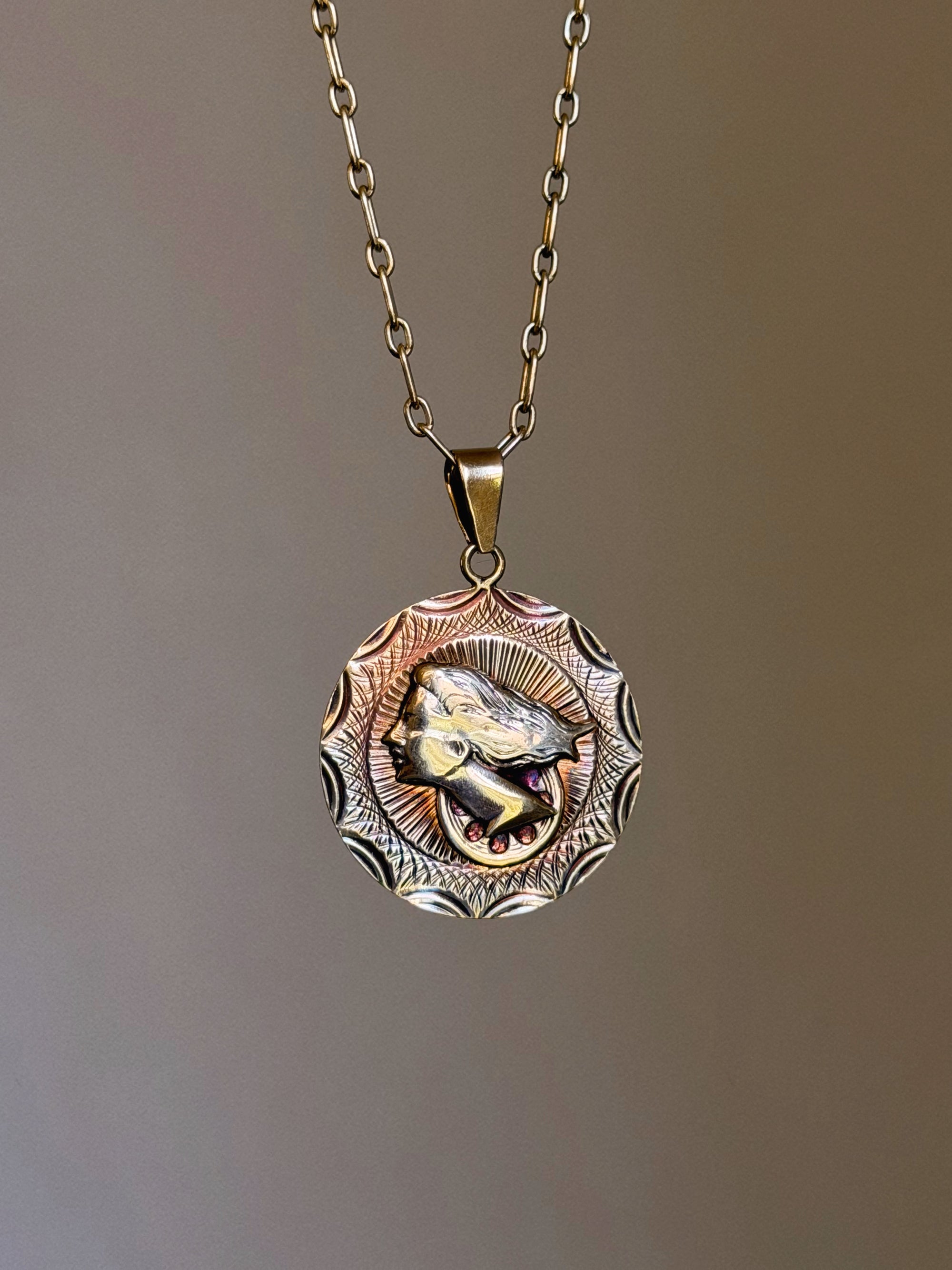 HERE I AM WITH LADY LUCK ON MY SIDE // VINTAGE FORTUNA MEDALLION WITH BEAUTIFUL PATINA