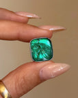 RIDE ON OVER HERE INTO GREENER PASTURES, BABY // HAND CARVED EMERAD HORSE CAMEO TIE PIN