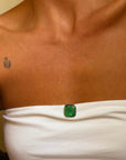 RIDE ON OVER HERE INTO GREENER PASTURES, BABY // HAND CARVED EMERAD HORSE CAMEO TIE PIN