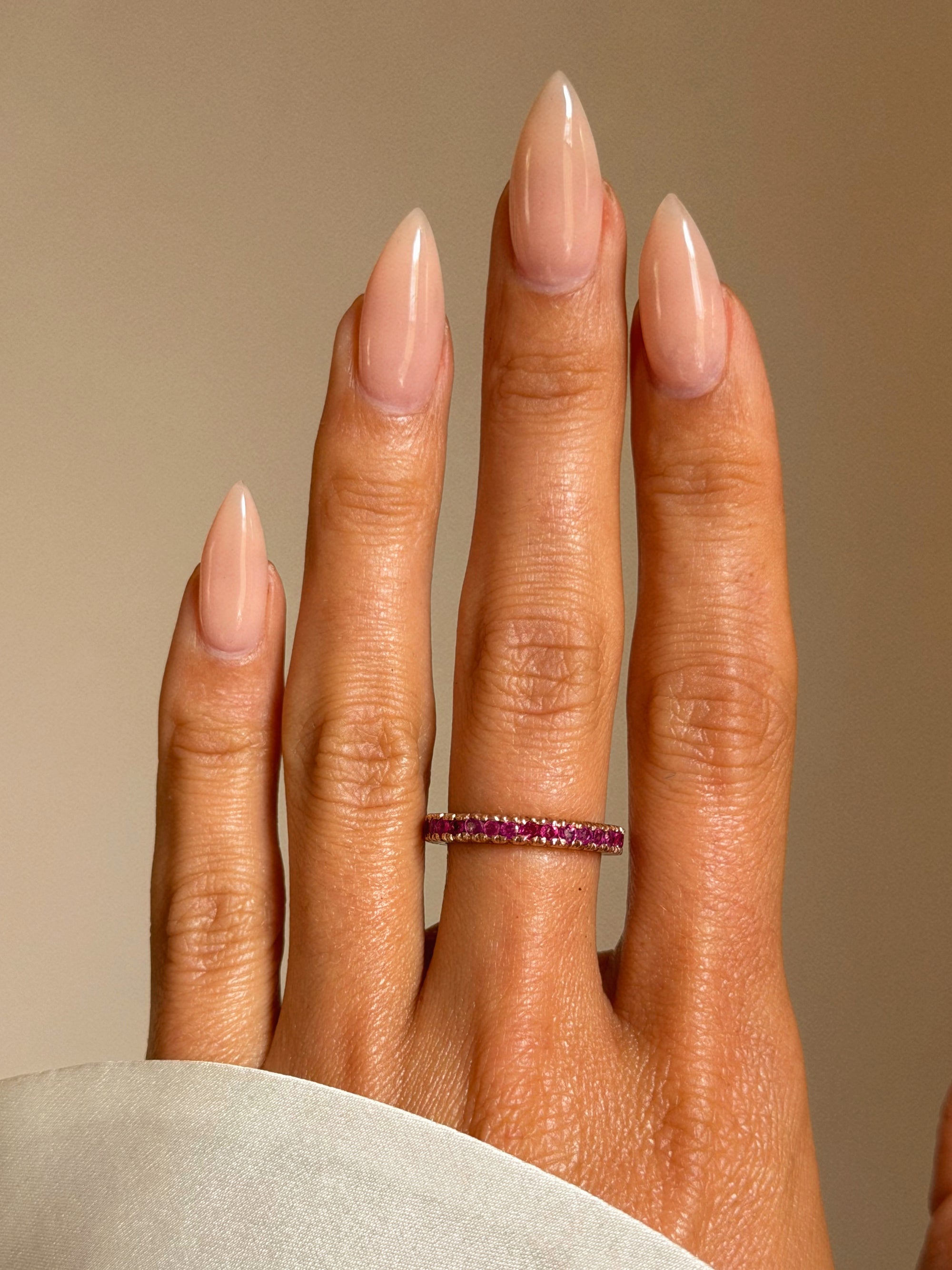 A CROWN OF ROSES, FOR YOU MY DEAR // PINK SAPPHIRE ETERNITY BAND SZ 6.5