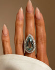 RUN TO THE RIVER,  I'LL BE WAITING FOR YOU // LOVELY HUGE AQUAMARINE DINNER RING