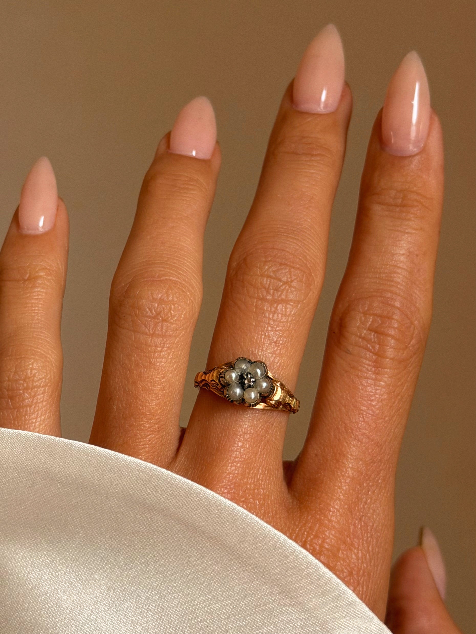 THIS REMINDS ME OF YOU // GEORGIAN FLOWER PEARL RING